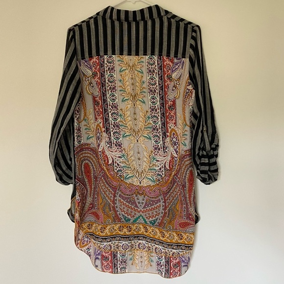 Aratta Silent Journey Floral Embroidered Top Mixed Media Button Down Sz S, M - Picture 6 of 14